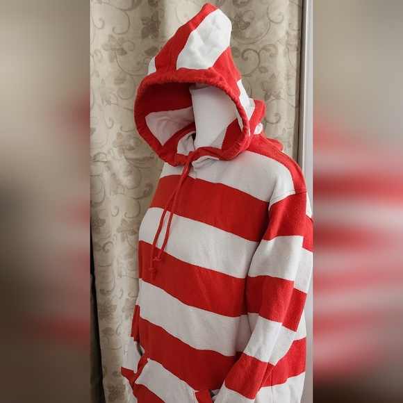 Womens Nautical sport orange and white striped hoodie ( s ) - Picture 3 of 3